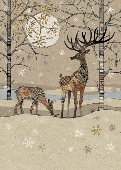 Doble julekort 12x17 Paper & Foil, Deer Landscape