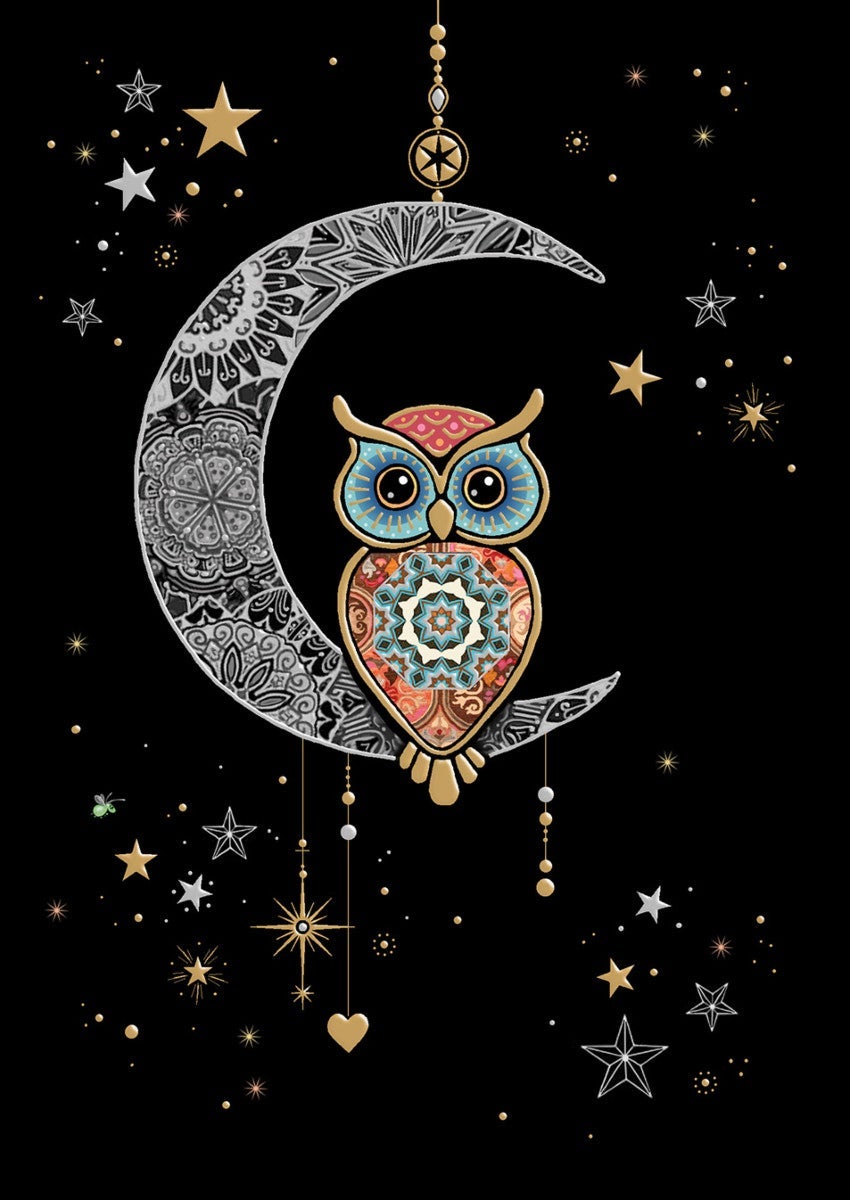 Kort Bug Art Jewels Moon Owl