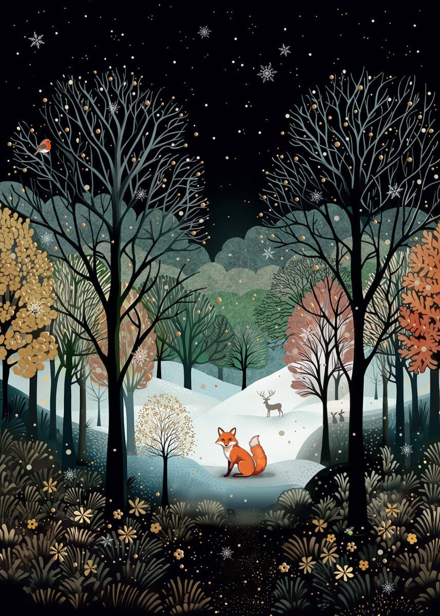 Julekort 12x17 Jewels Fox Landscape
