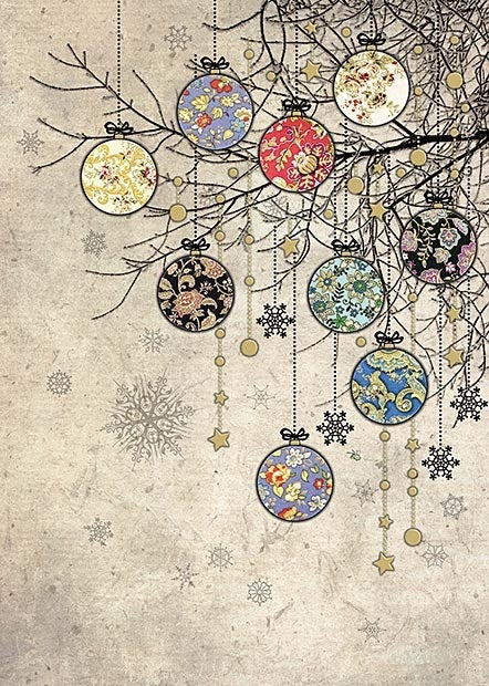 Doble julekort 12x17 Paper & Foil, Bauble Branche