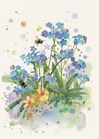 Kort Dobbelt 167x118mm Collage Forget-Me-Nots