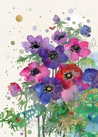 Kort Dobbelt 167x118mm Collage Anemones