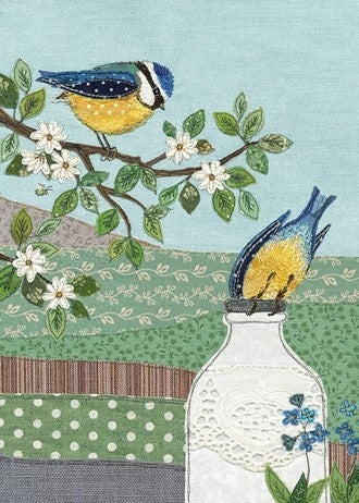 Doble kort 167x118 Dear Emma Blue Tits Bottle