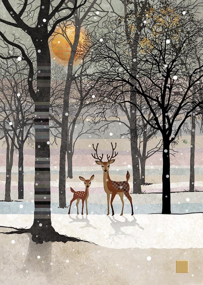 Doble julekort 12x17 Scenics Forest Deer