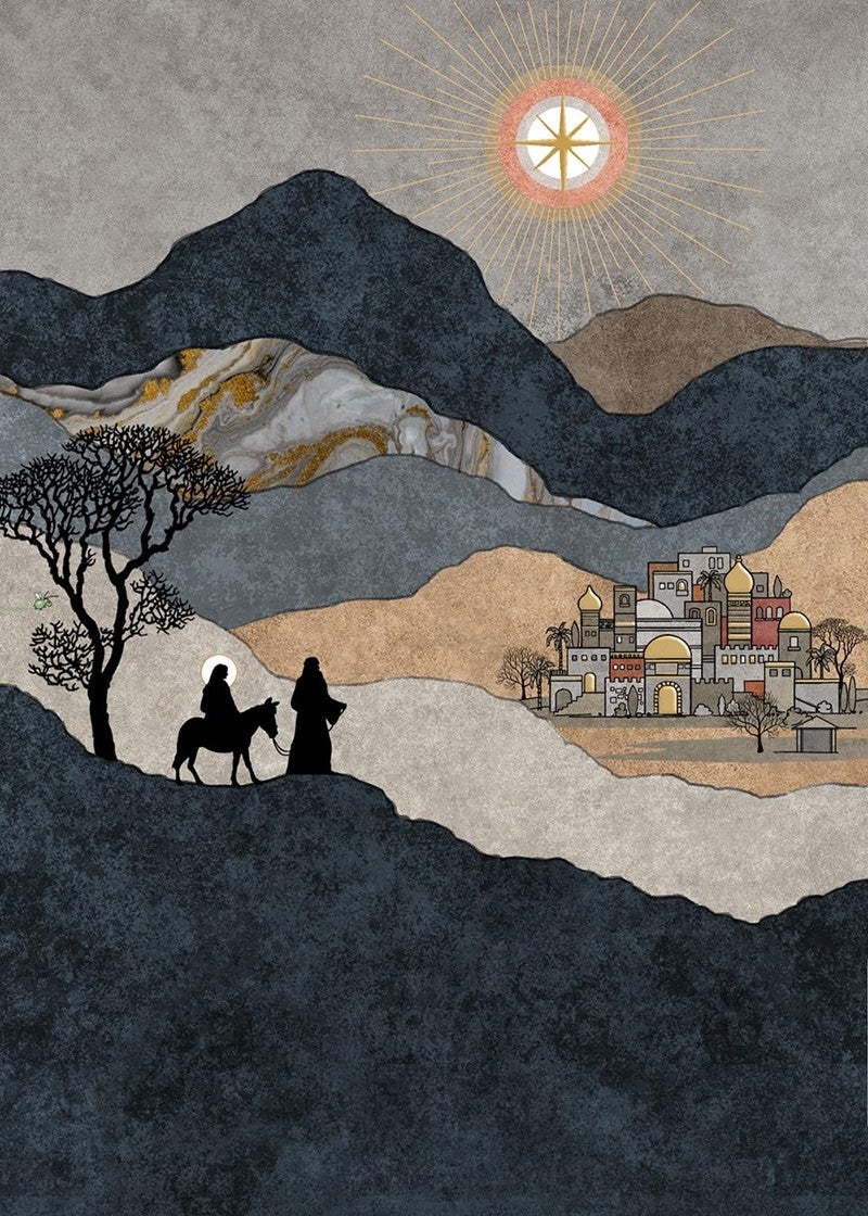 Doble julekort 12x17 Scenics Mary & Joseph