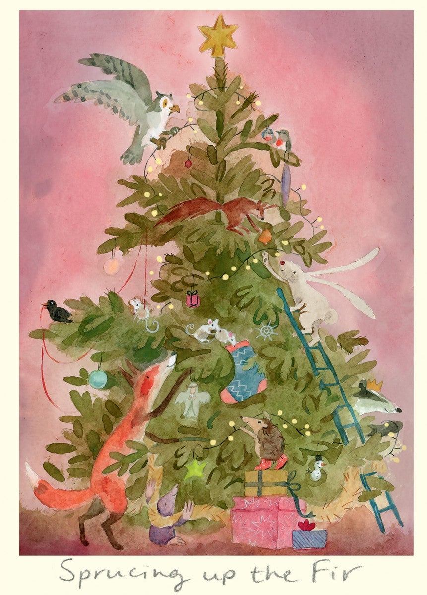 Julekort Two Bad Mice, Sprucing up the Fir