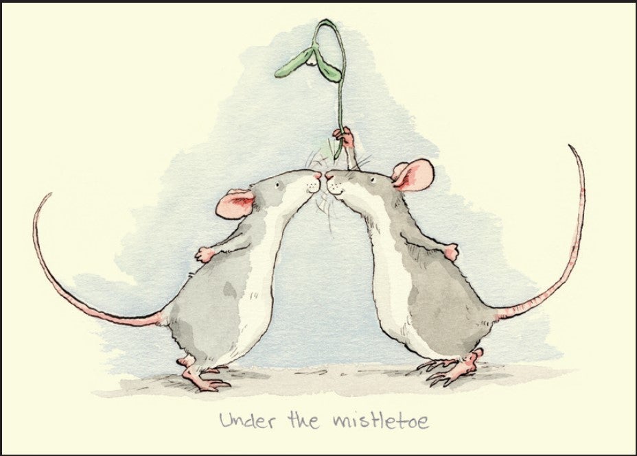 Julekort Two Bad Mice Under the Mistletoe