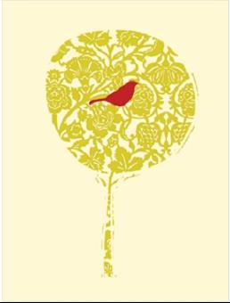 Dobbelt kort Ink Press, Rød fugl i tre