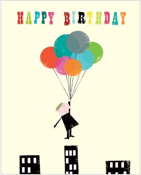 Dobbelt kort Ink Press, Mann svever med ballonger