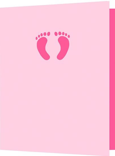 Dobbelt kort 85x125, babyføtter, rosa