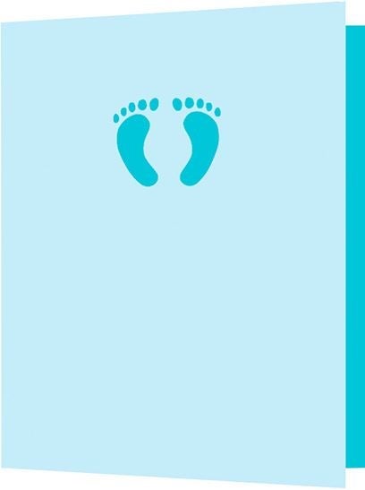 Dobbelt kort 85x125, babyføtter, lyseblå
