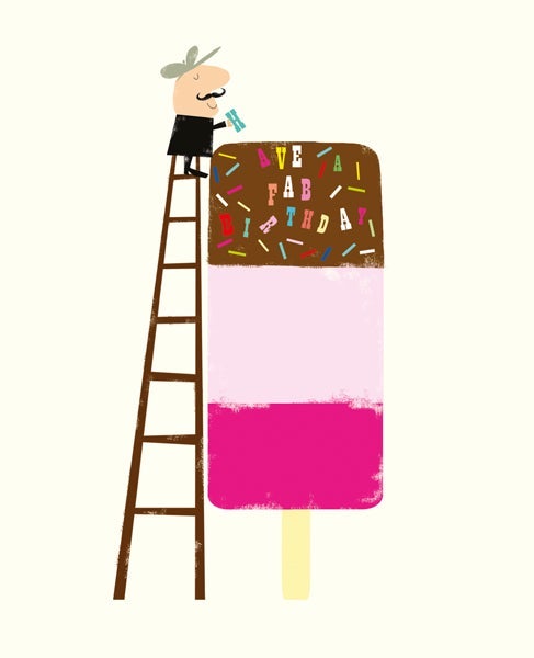 Dobbelt kort Ink Press, Mann i stige med ispinne