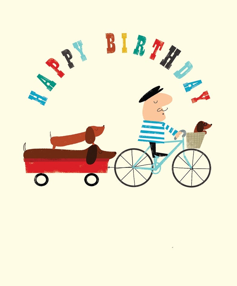 Dobbelt kort Ink Press, Mann på sykkel med vogn og