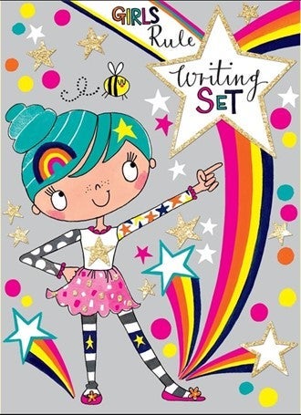 Brevsett for barn m/klistremerker Girls Rule