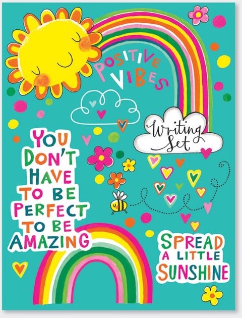 Brevsett for barn m/klistremerker Positive Vibes