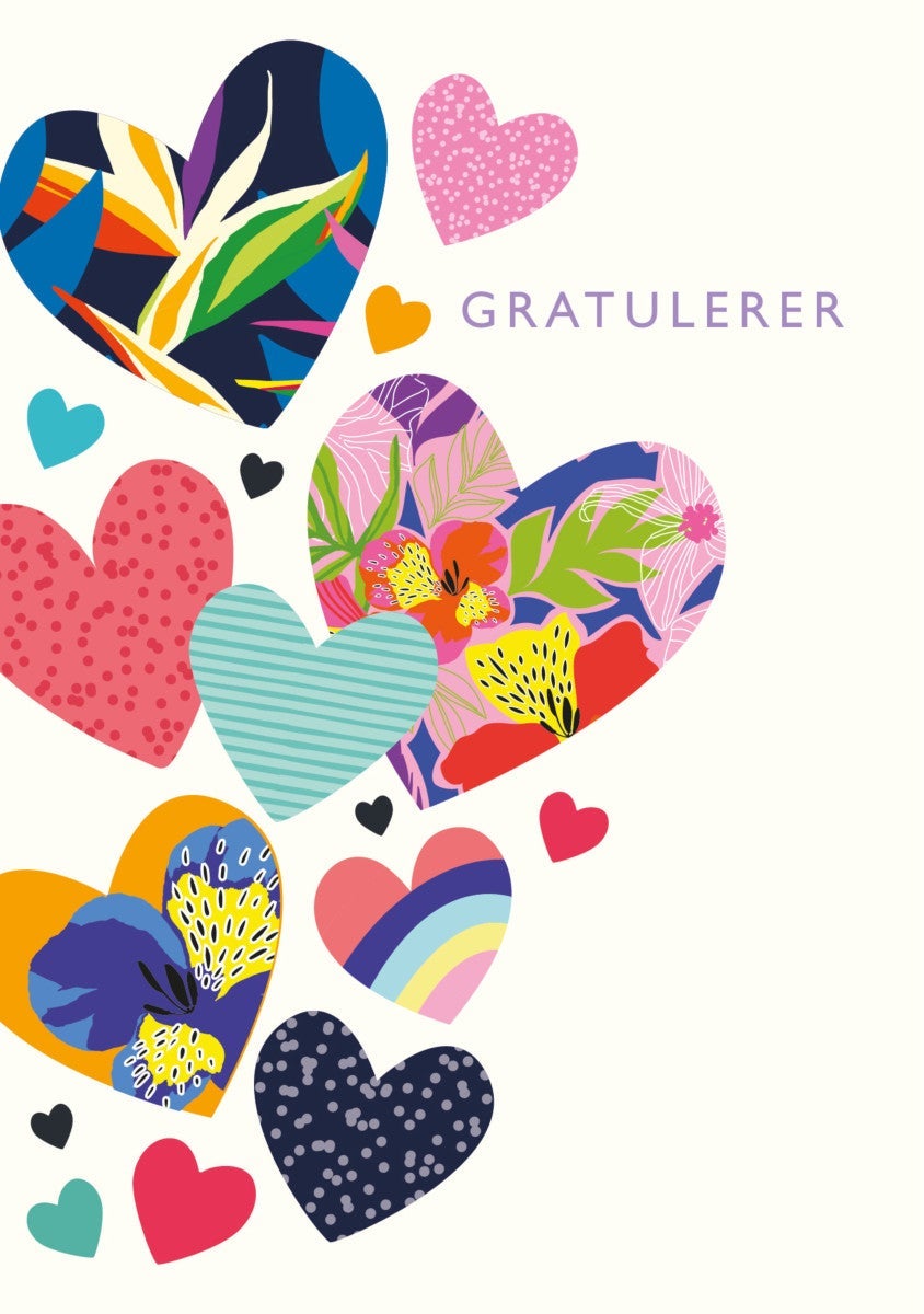 Kort Laura Darrington Gratulerer hjerter