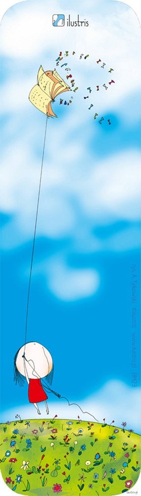 Bokmerke 6x21 Ilustris jente med bok-drage