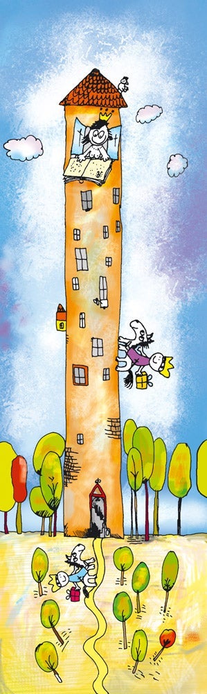 Bokmerke 6x21 Ilustris prinsesse i tårn med bok