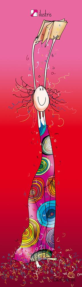 Bokmerke 6x21 Ilustris jente med bok over hodet