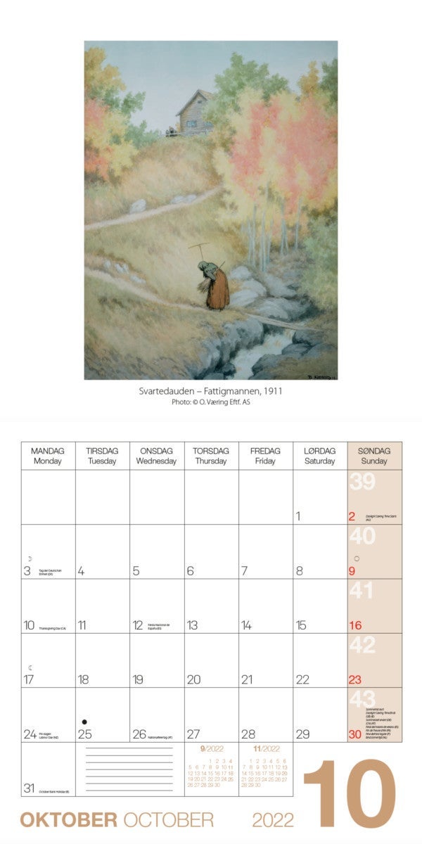 Kalender 2022 T. Kittelsen 30X30cm