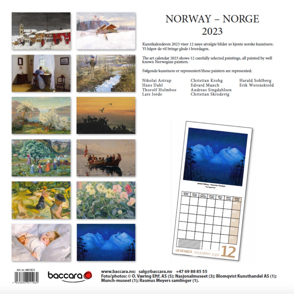 Kalender 2023 Norske Kunstnere 18x18cm