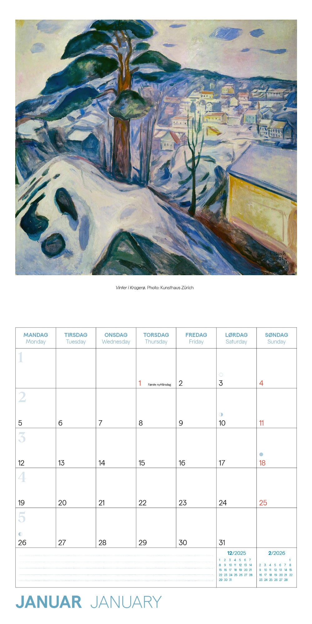 Kalender 2026 E. Munch 30X30Cm