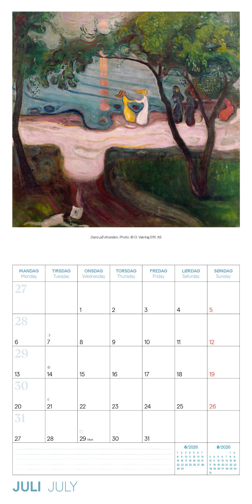 Kalender 2026 E. Munch 30X30Cm