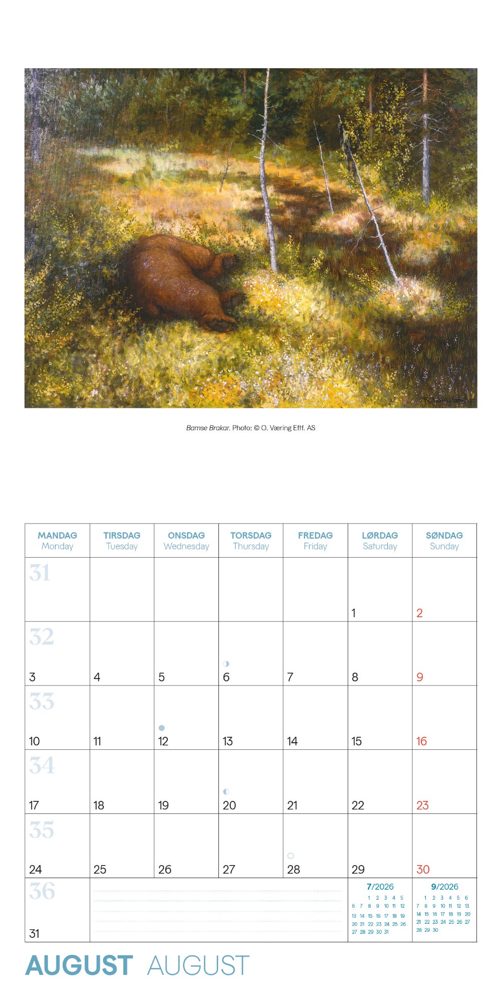 Kalender 2026 T. Kittelsen 30X30Cm