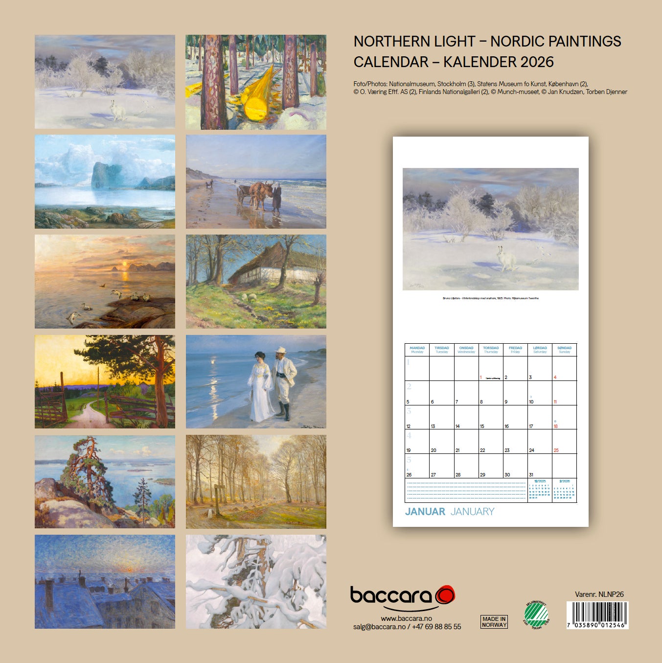 Kalender 2026 Nordic Paintings 30X30Cm