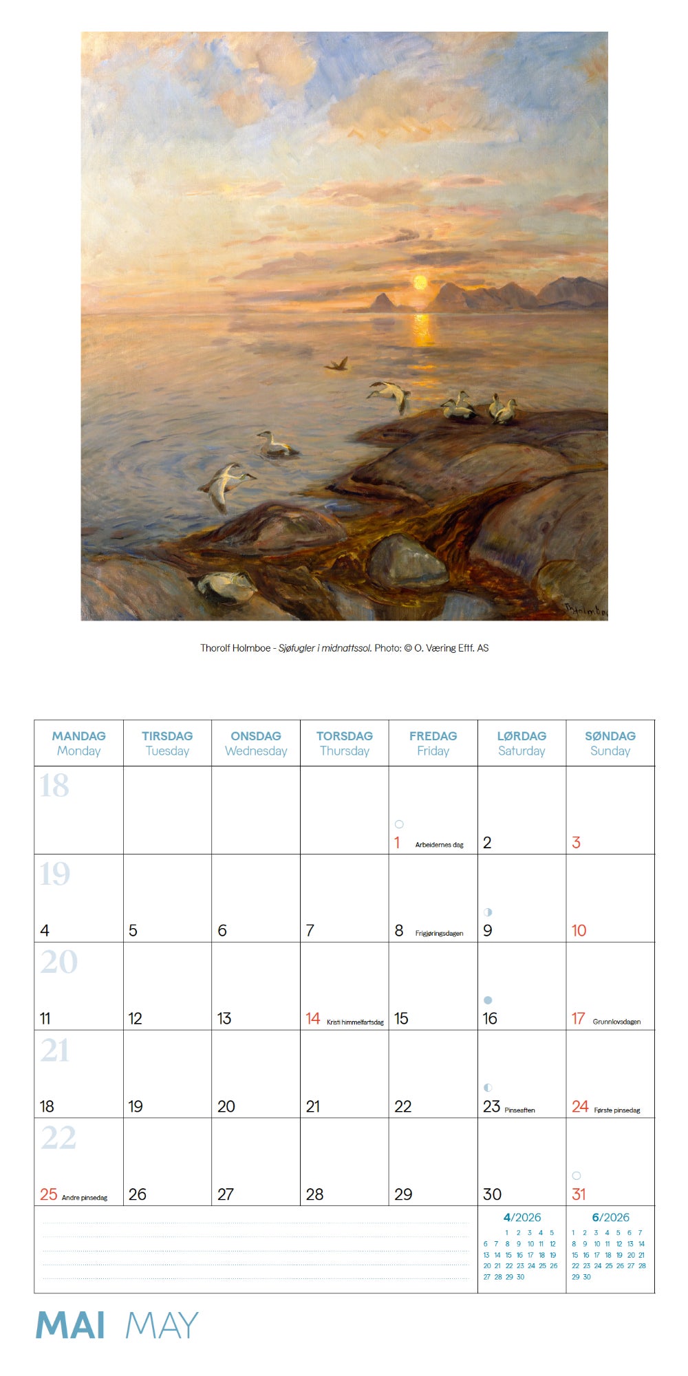 Kalender 2026 Nordic Paintings 30X30Cm