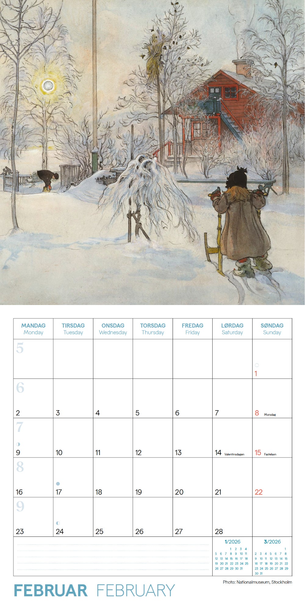 Kalender 2026 Carl Larsson 18X18Cm