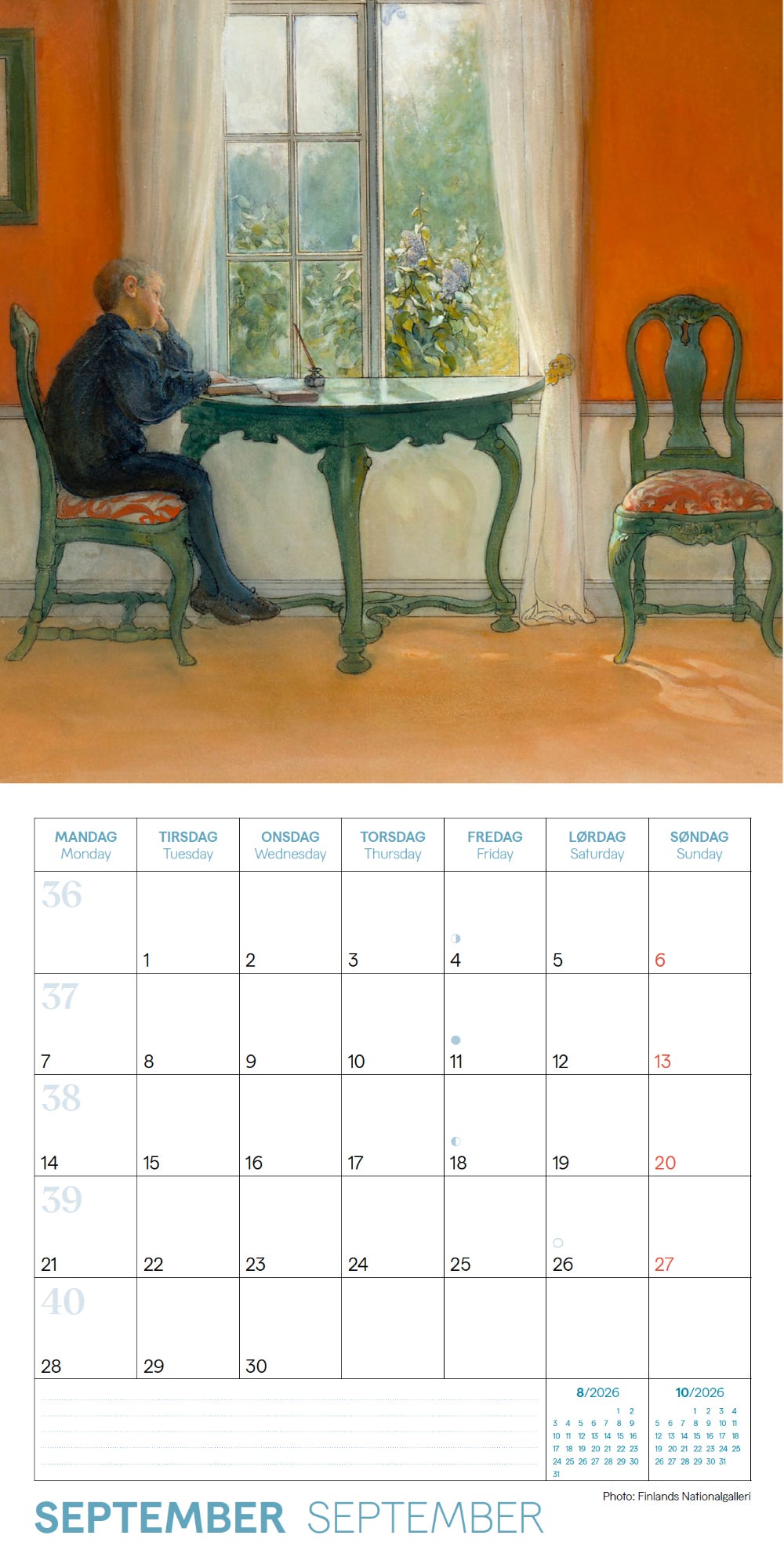 Kalender 2026 Carl Larsson 18X18Cm