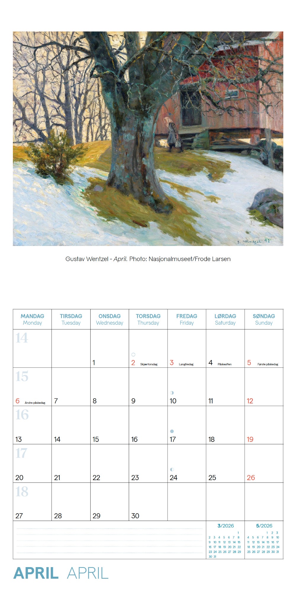 Kalender 2026 Norske Kunstnere 18X18Cm