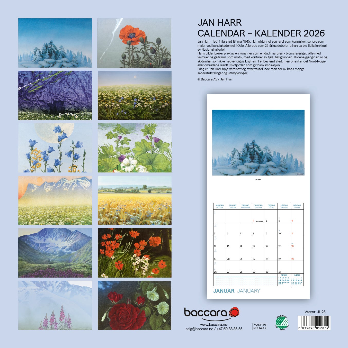 Kalender 2026 Jan Harr 30X30Cm