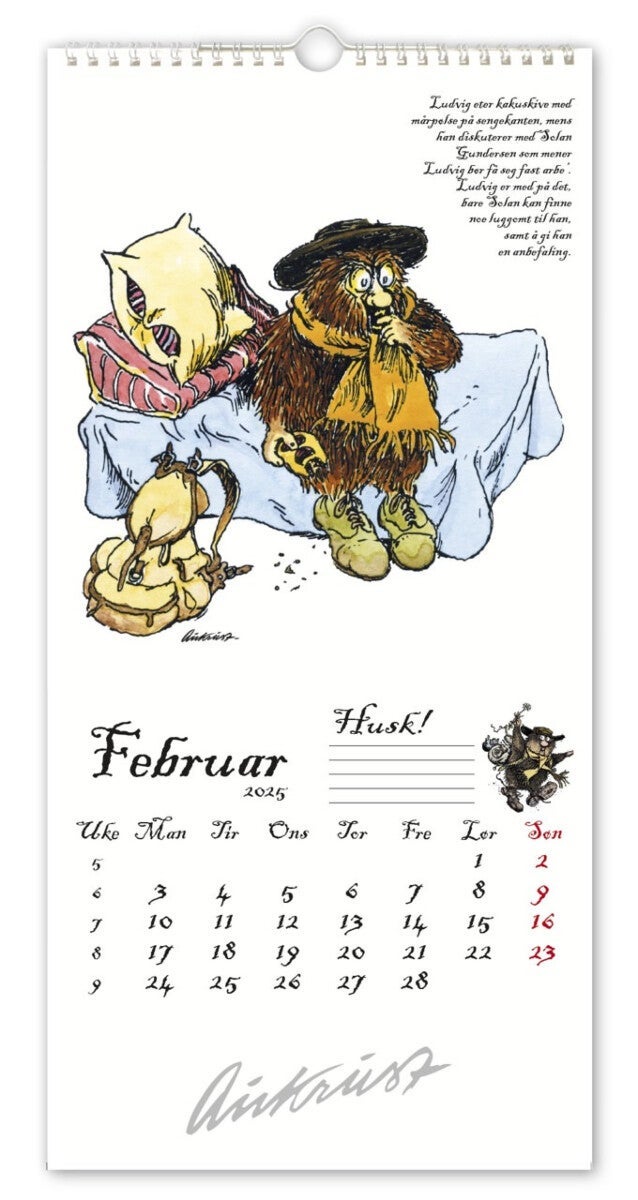 Kalender 2025 Flåklypa 17x34cm