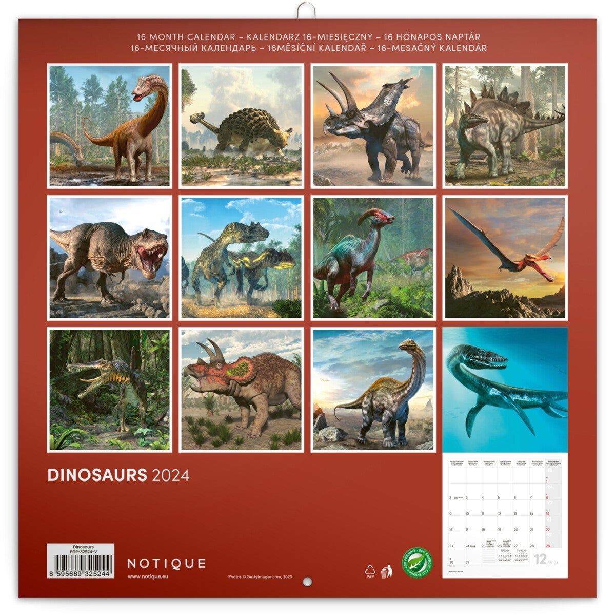 Kalender 2024 Dinosaurs 30x30cm