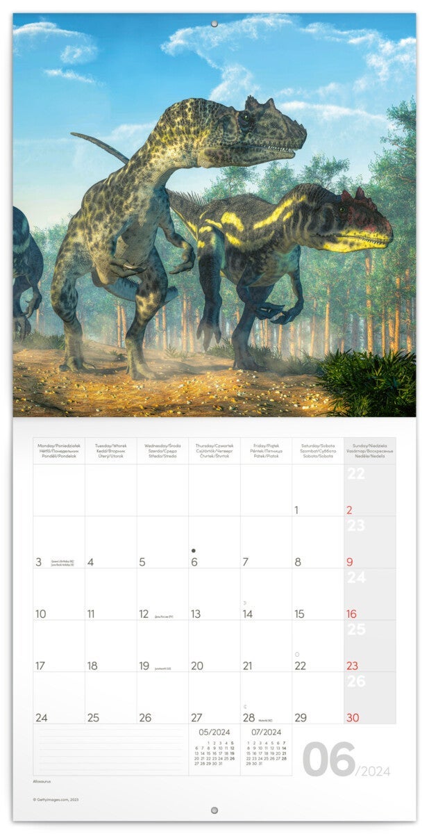 Kalender 2024 Dinosaurs 30x30cm