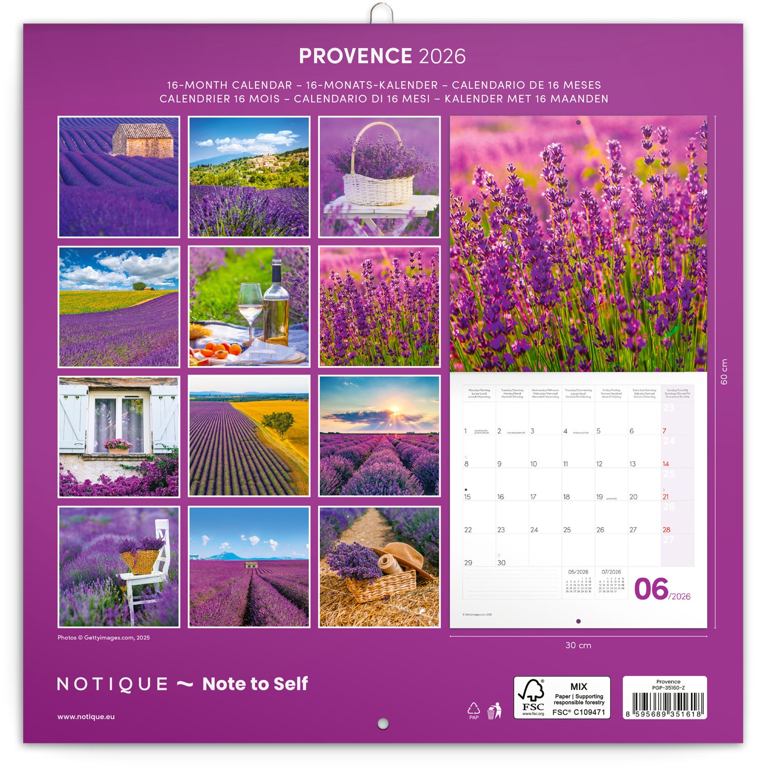 Kalender 2026 30x30 Provence