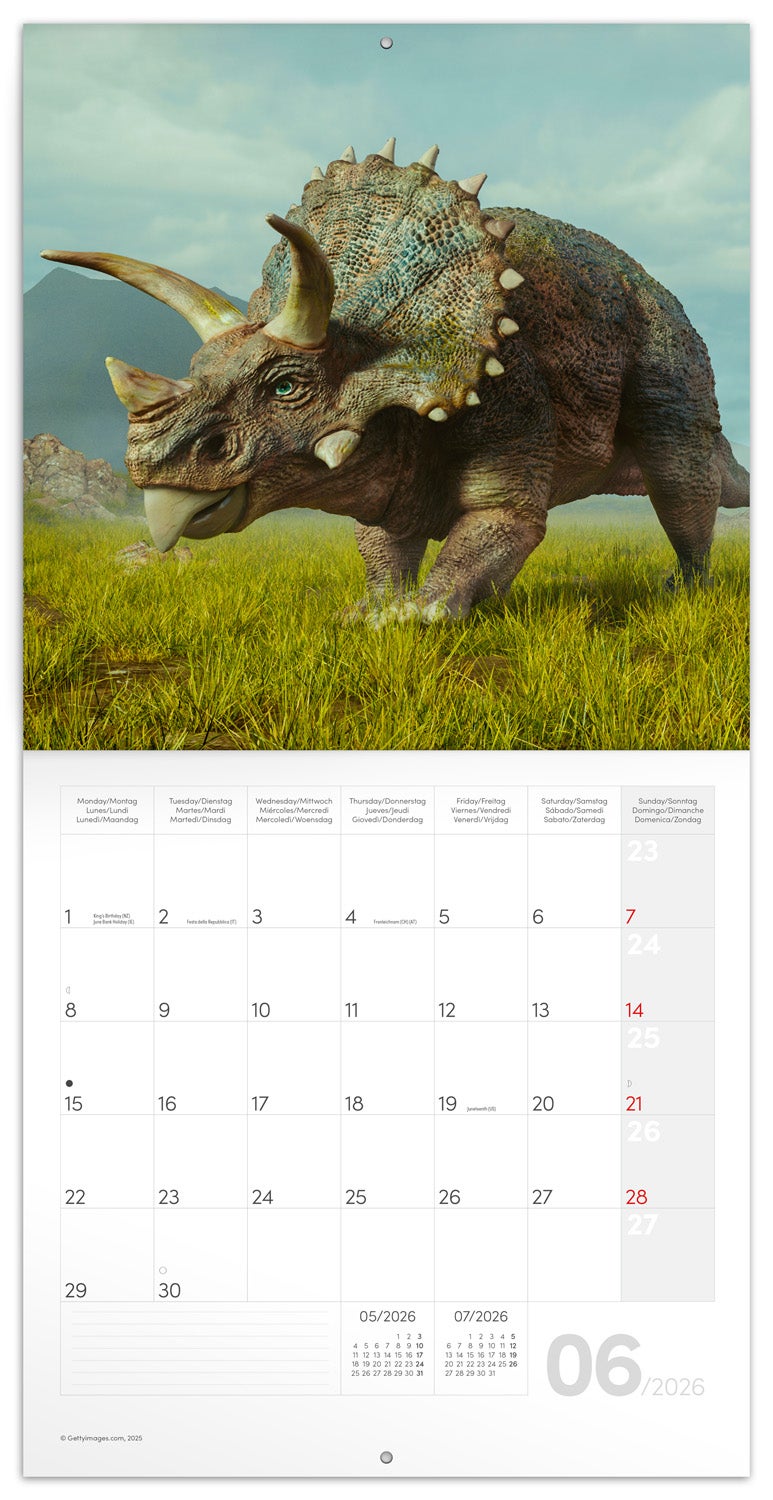 Kalender 2026 30x30 Dinosaurs
