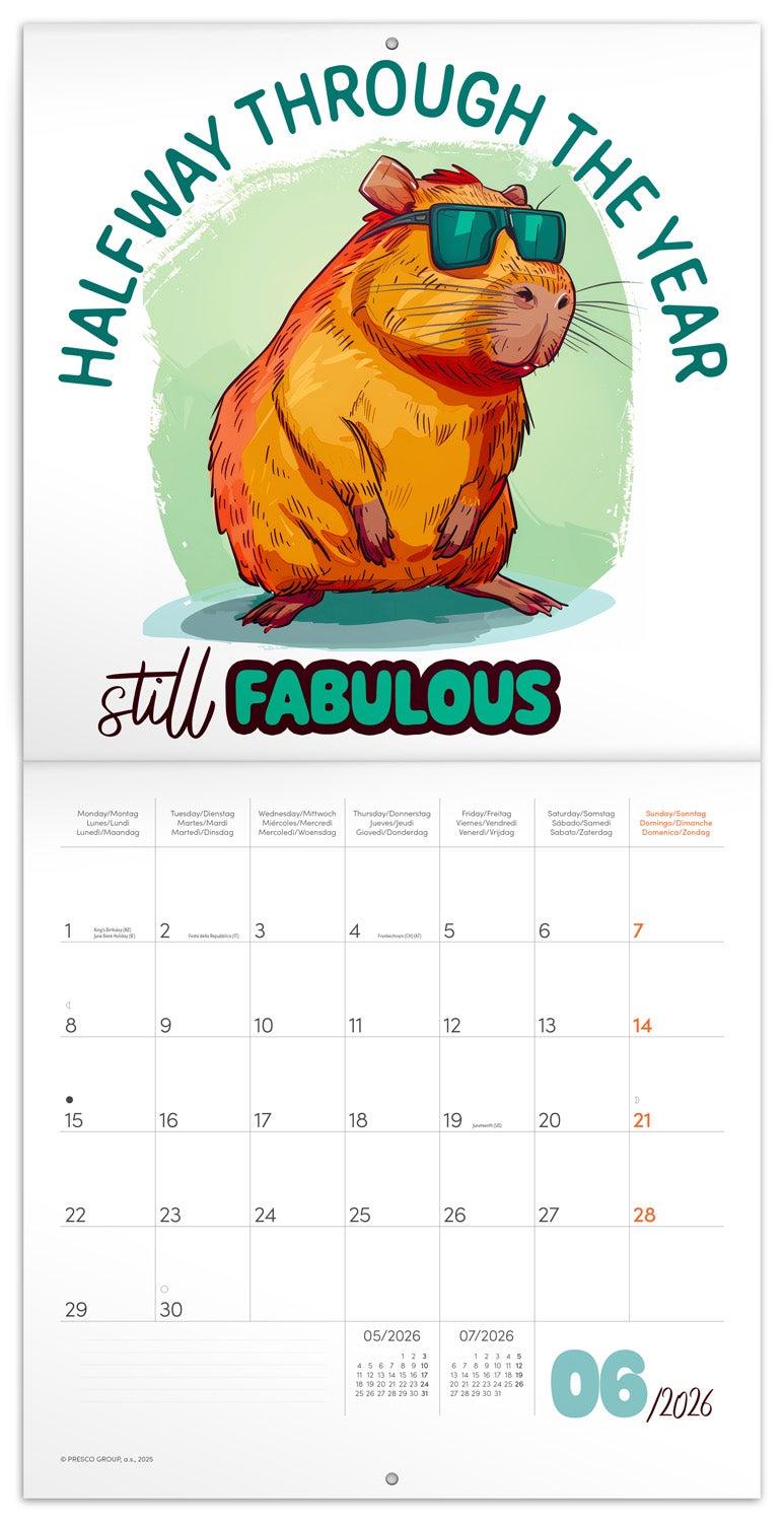 Kalender 2026 30x30 Cheeky Capybaras