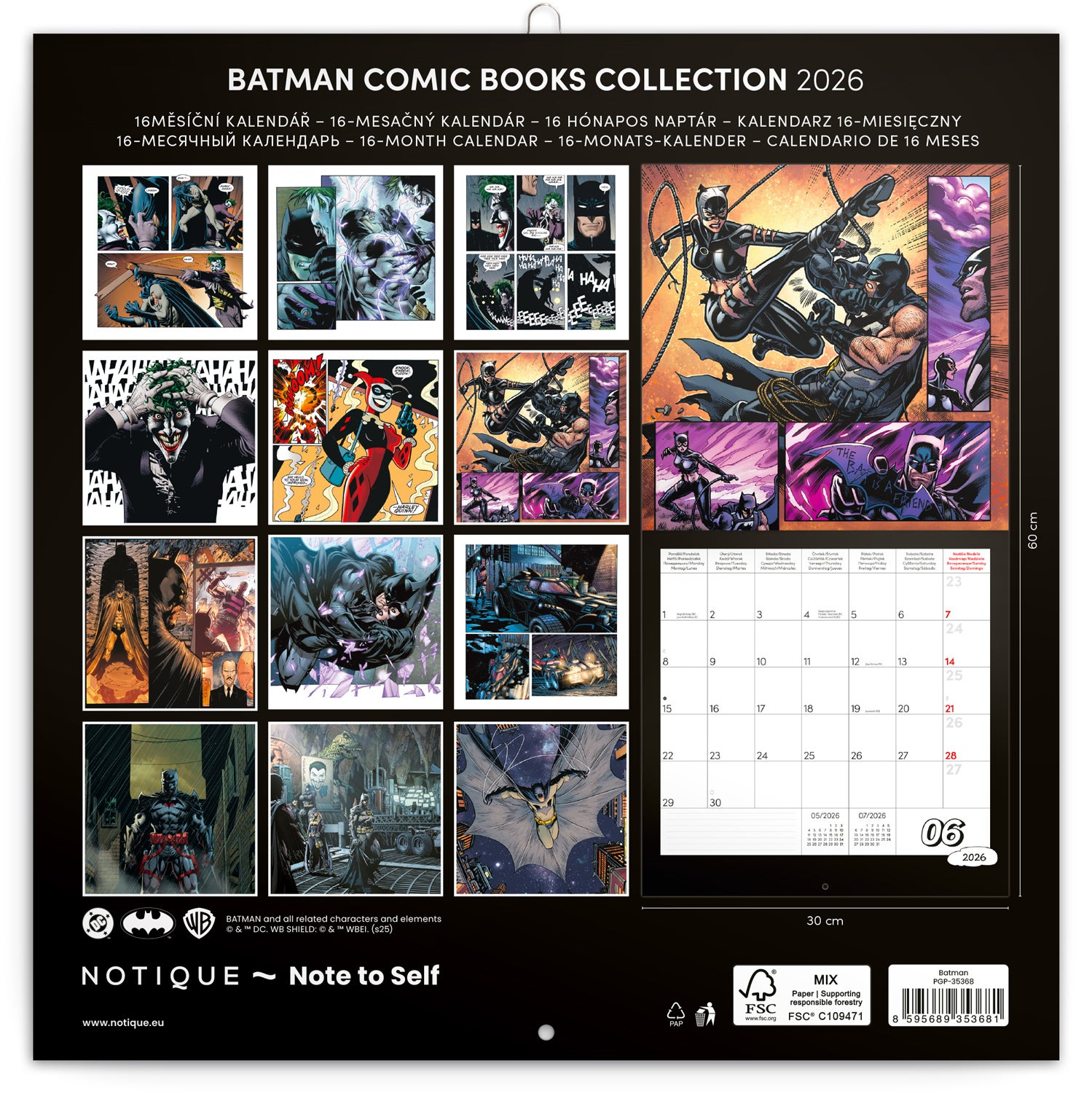 Kalender 2026 30x30 Batman Comics