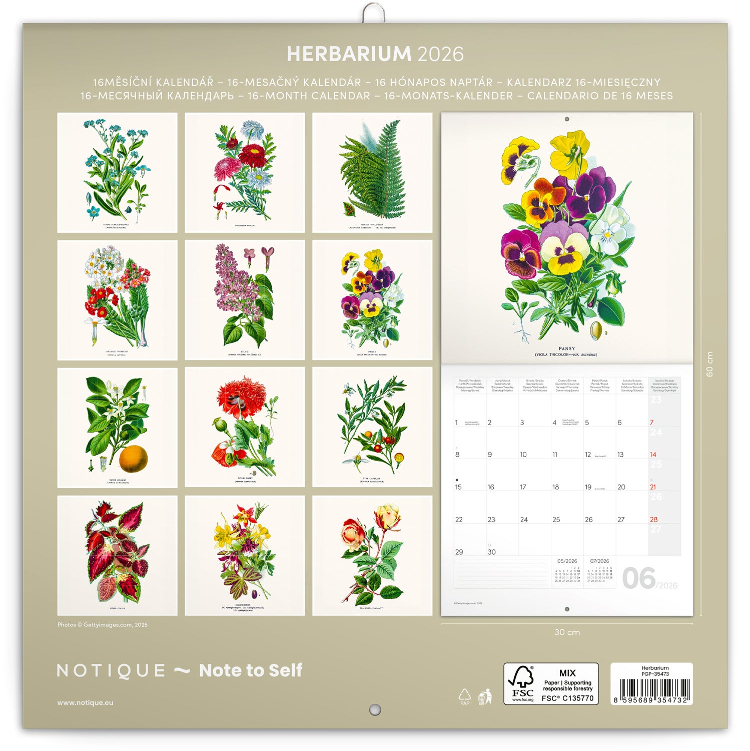 Kalender 2026 30x30 Herbarium 2026