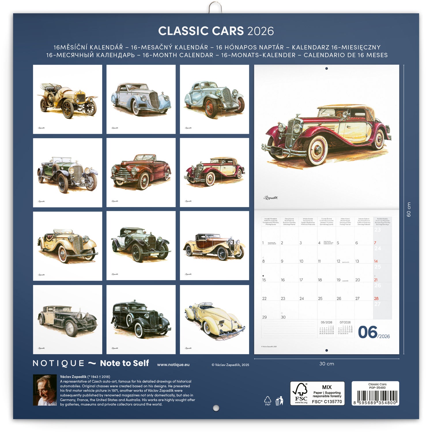 Kalender 2026 30x30 Classic Cars