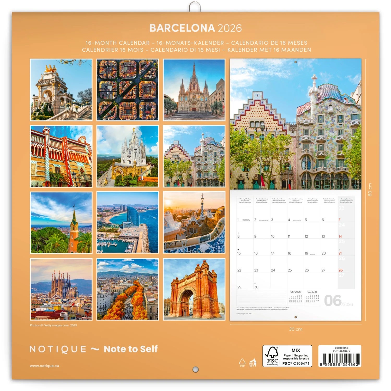 Kalender 2026 30x30 Barcelona