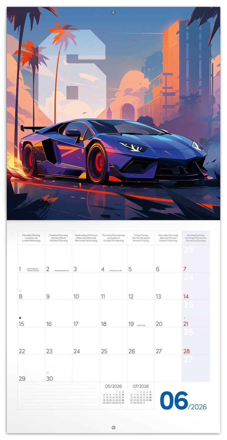 Kalender 2026 30x30 Fast Cars