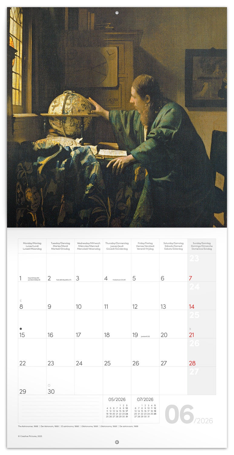 Kalender 2026 30x30 Johannes Vermeer