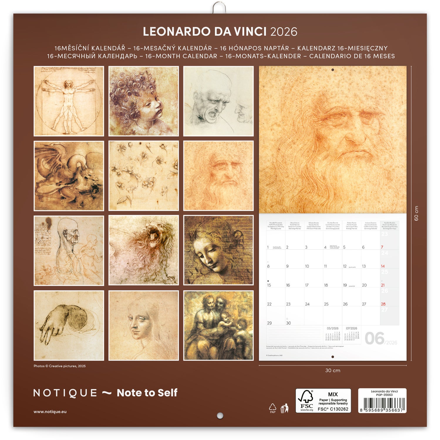 Kalender 2026 30x30 Leonardo da Vinci
