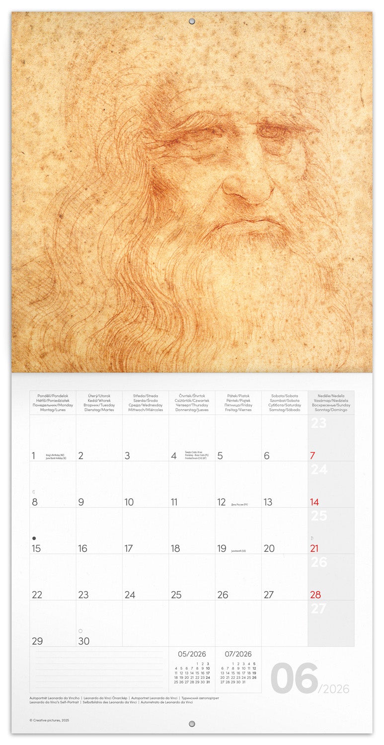 Kalender 2026 30x30 Leonardo da Vinci