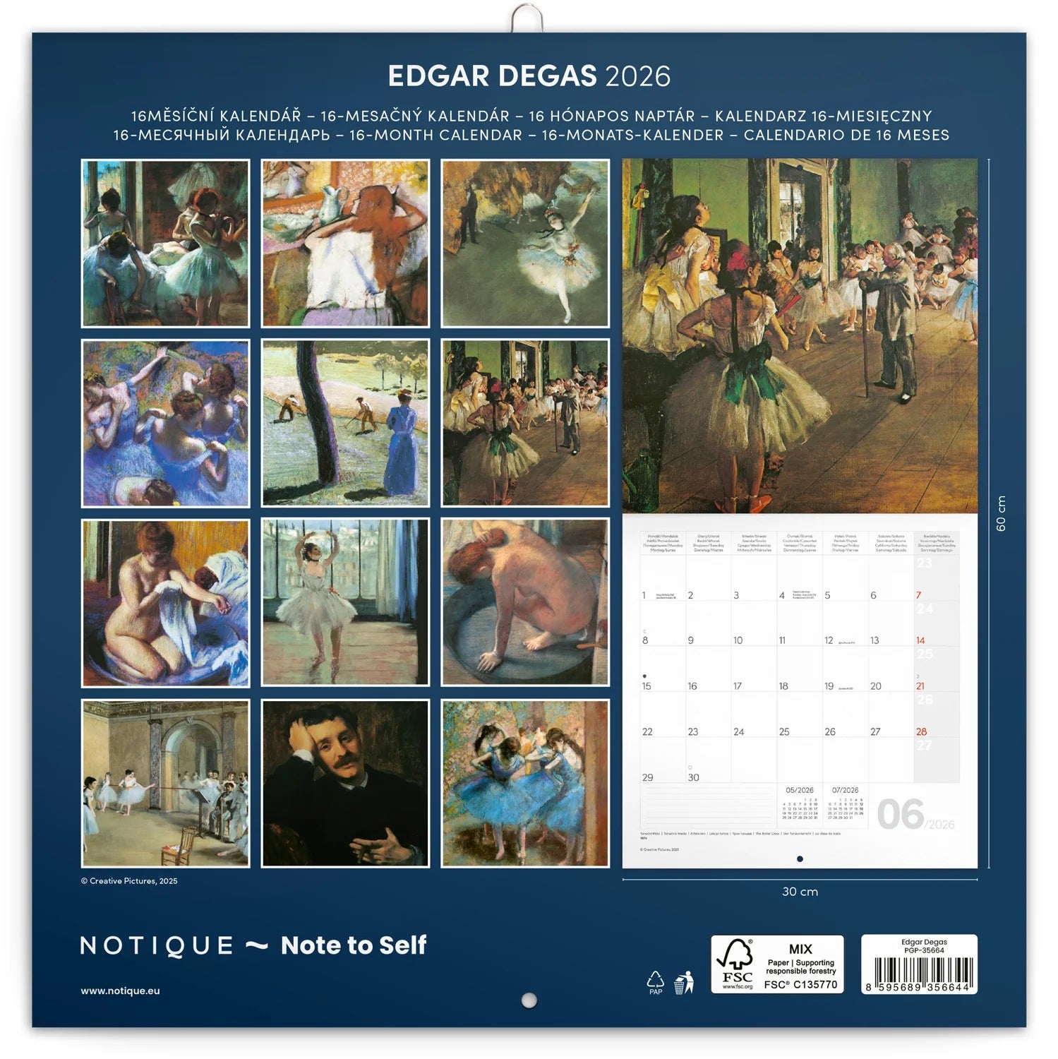 Kalender 2026 30x30 Edgar Degas