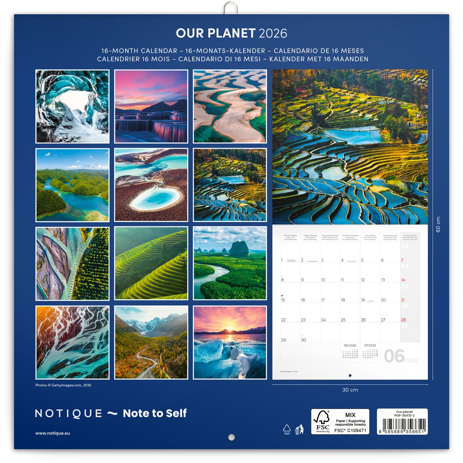 Kalender 2026 30x30 Our Planet